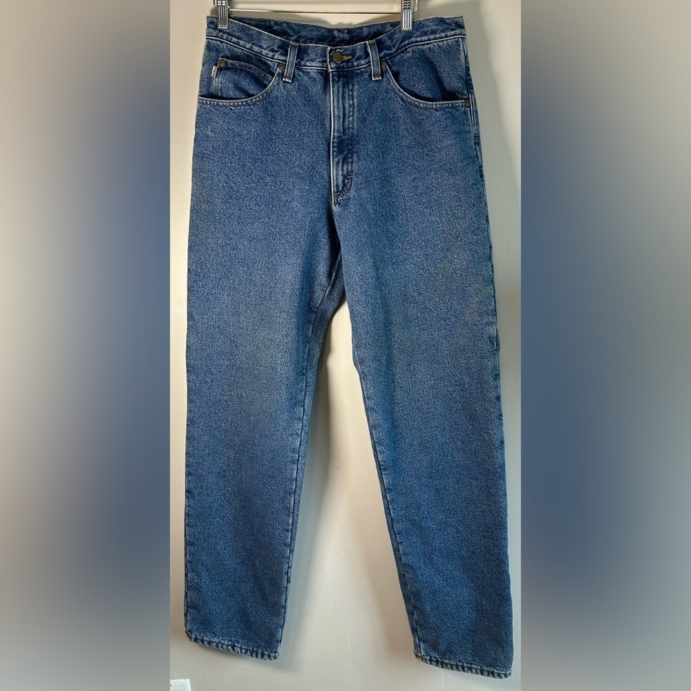 LL Bean Mens Denim Jeans 34X36 Straight Leg Classic Green Lined Outdoor Workwear